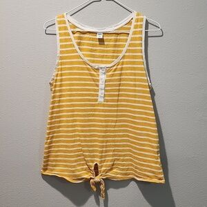 Yellow Stripe Front Tie Old Navy Tank
